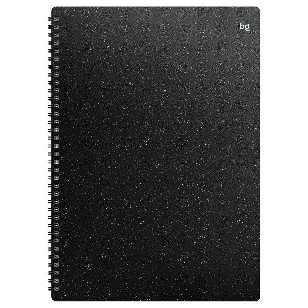 Тетрадь 80л., А4, клетка, на гребне BG "Glitter", пластиковая обложка, черный
