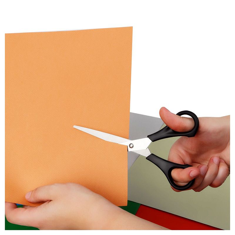 Ножницы OfficeSpace 20см, черные ручки, ПВХ чехол с европодвесом