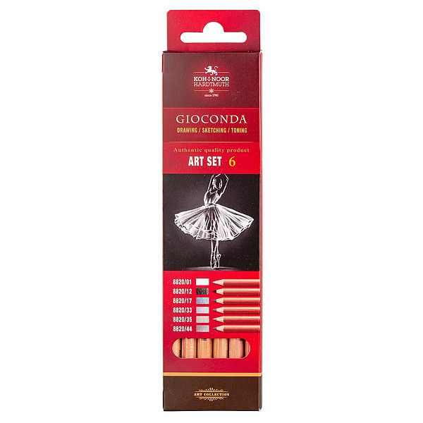 Пастельные карандаши Koh-I-Noor "Gioconda Soft 8826 Grey Line ", 6цв., картон. упак., европодвес