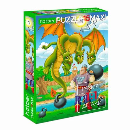Пазл картонный MAXI 15 элементов АССОРТИ, 220х330 мм, HTB 