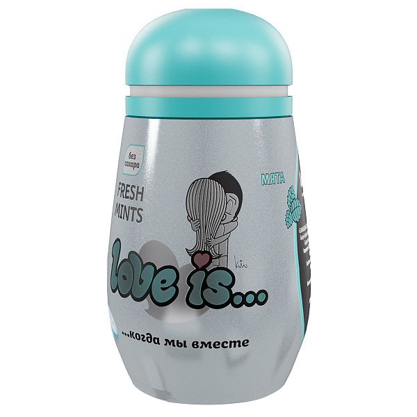 Освежающее драже Love is... со вкусом мяты, в пластиковой упаковке 45г