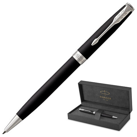 Ручка шариковая PARKER "Sonnet Core Matt Black CT", черный матовый лак, палладий, черная, 1931524