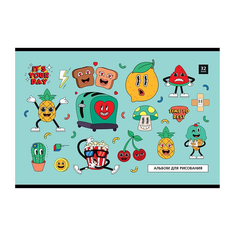 Альбом для рисования 32л., А4, на скрепке BG "Веселые стикеры"