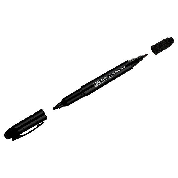 Маркер перманентный OfficeSpace двусторонний, черный, круглый наконечник, 2/4мм