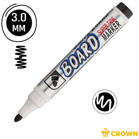 Маркер для белых досок Crown "Multi Board" черный, пулевидный, 3мм 