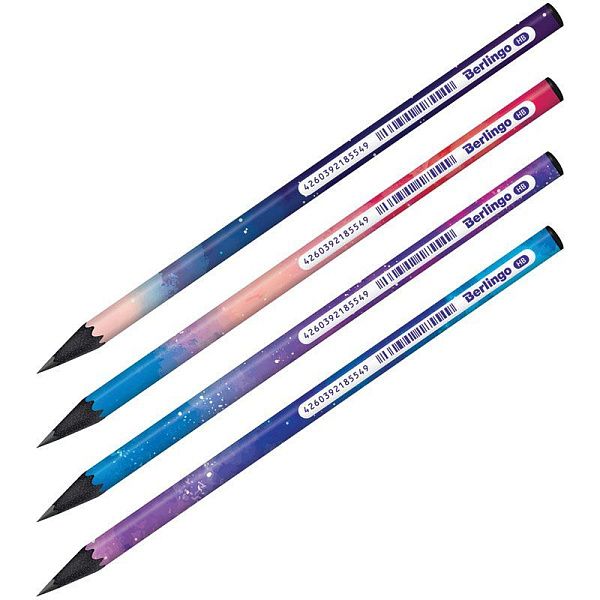 УЦЕНКА - Карандаш ч/г Berlingo "Universe" HB, черное дерево, круглый, заточен., ассорти (осн 320764)