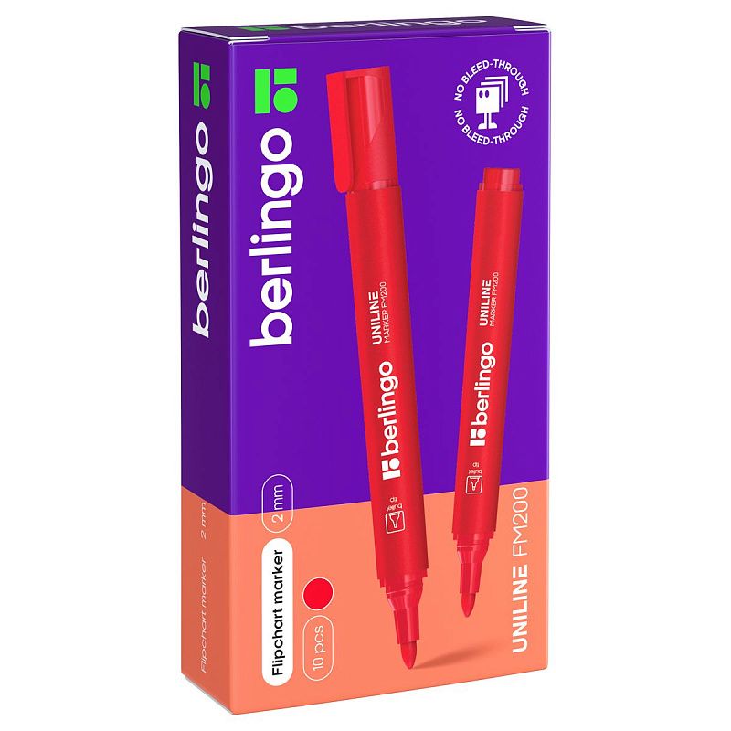 Маркер для флипчартов Berlingo "Uniline FM200" красный, пулевидный, 2мм 
