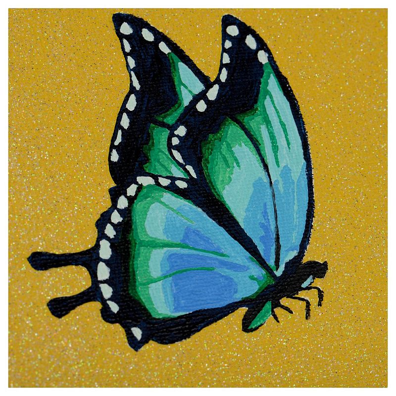 Картина по номерам на холсте с глиттером ТРИ СОВЫ "Кот и бабочка", 30*40, с акриловыми красками и кистями