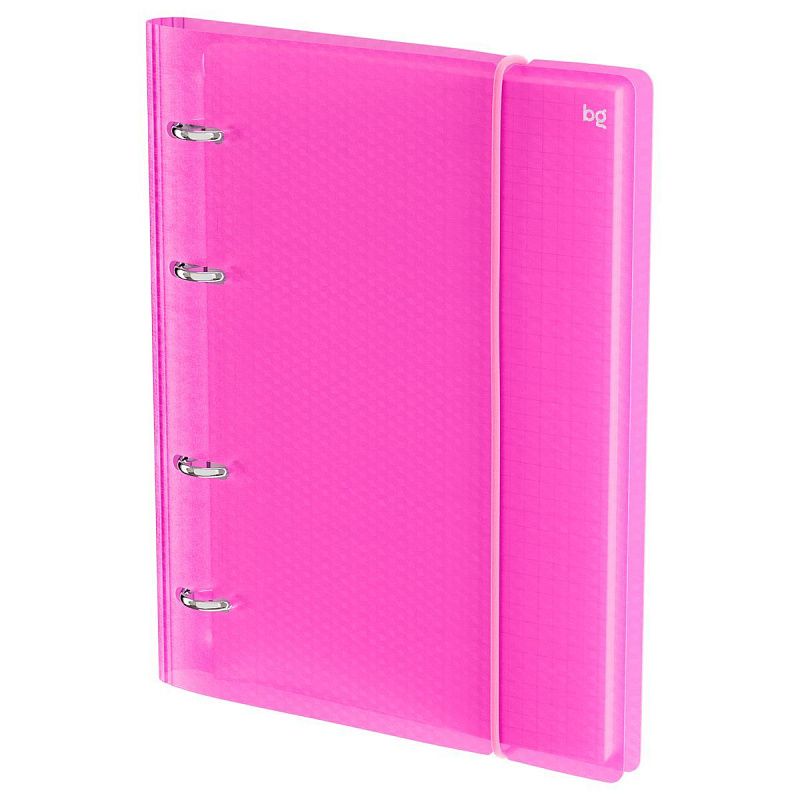 Тетрадь на кольцах А5, 120л., BG "Neon", пластиковая обложка, розовый, с резинкой