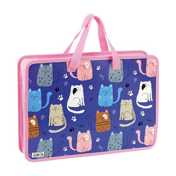 Папка с ручками А4 ArtSpace "My Pets", пластик, на молнии, 70мм