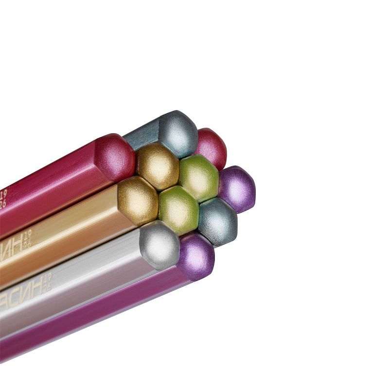 Карандаш ч/г Красин "Металлик" ТМ (НВ),  шестигран., заточен., ассорти. 