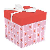 Коробка складная подарочная MESHU "Hearts", (15*15*15см), с лентой