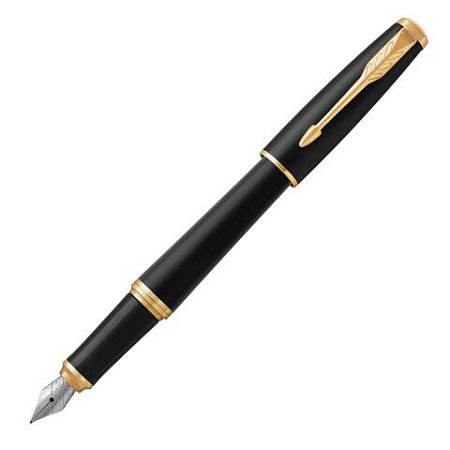 Ручка перьевая PARKER "Urban Core Muted Black GT", черный матовый лак, позолота, синяя, 1931593 