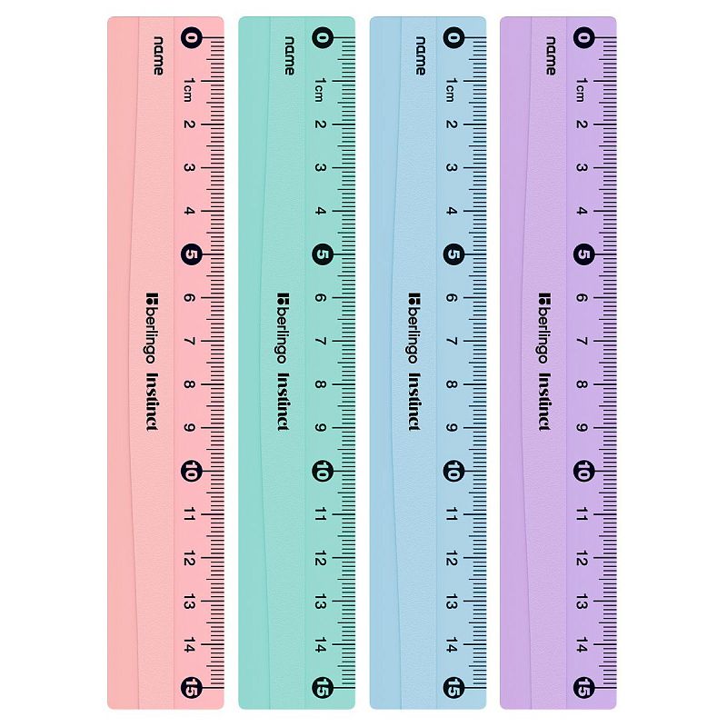 Линейка 15см Berlingo "Instinct", пластиковая, ассорти, европодвес