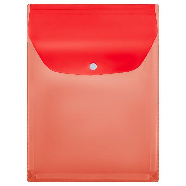 Папка-конверт на кнопке СТАММ А4, ПВХ, 180мкм, вертикальная, расширяющаяся до 250л., цветная, красная