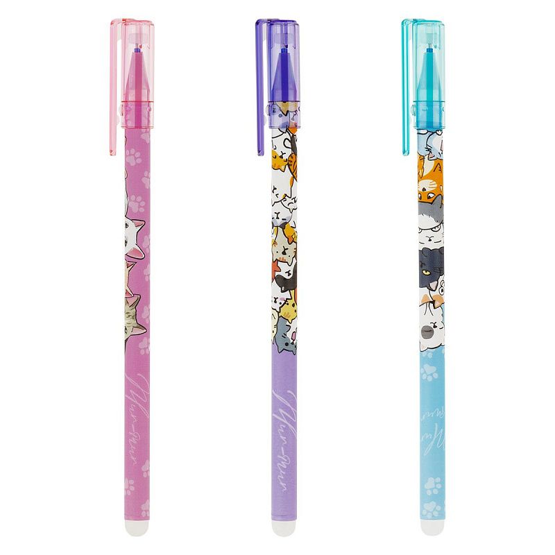 Ручка гелевая стираемая MESHU "Mur-mur" синяя, 0,5мм, корпус ассорти 