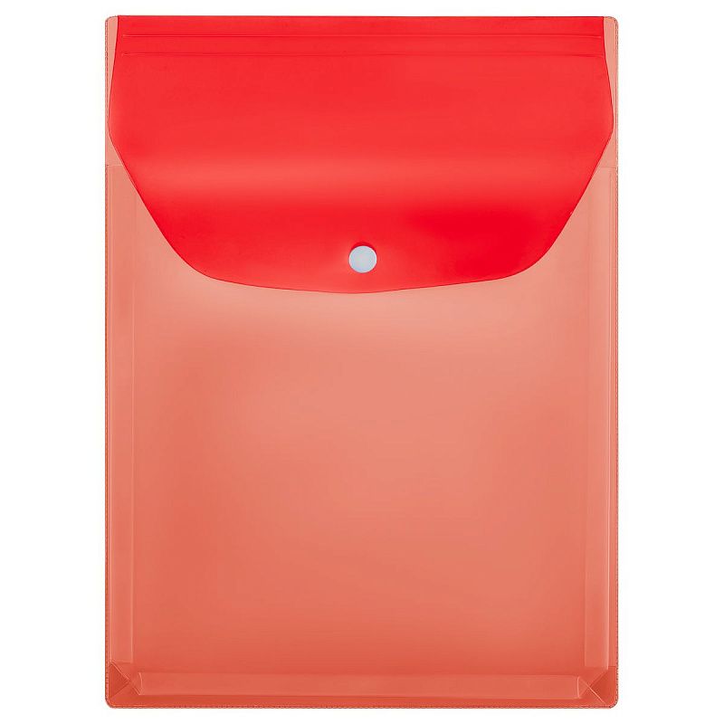 Папка-конверт на кнопке СТАММ А4, ПВХ, 180мкм, вертикальная, расширяющаяся до 250л., цветная, красная