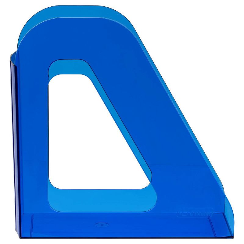 Лоток для бумаг вертикальный СТАММ "Фаворит", тонированный синий, ширина 90мм