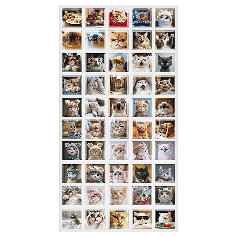 Набор наклеек ПВХ MESHU "Cats", 8,5*13 см., 100 наклеек инд. уп., европодвес