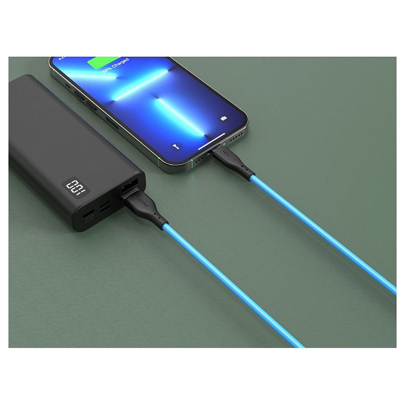 Кабель Smartbuy S21, USB - Lightning, для Apple, резиновая оплетка, 2,4A output, 1м, синий
