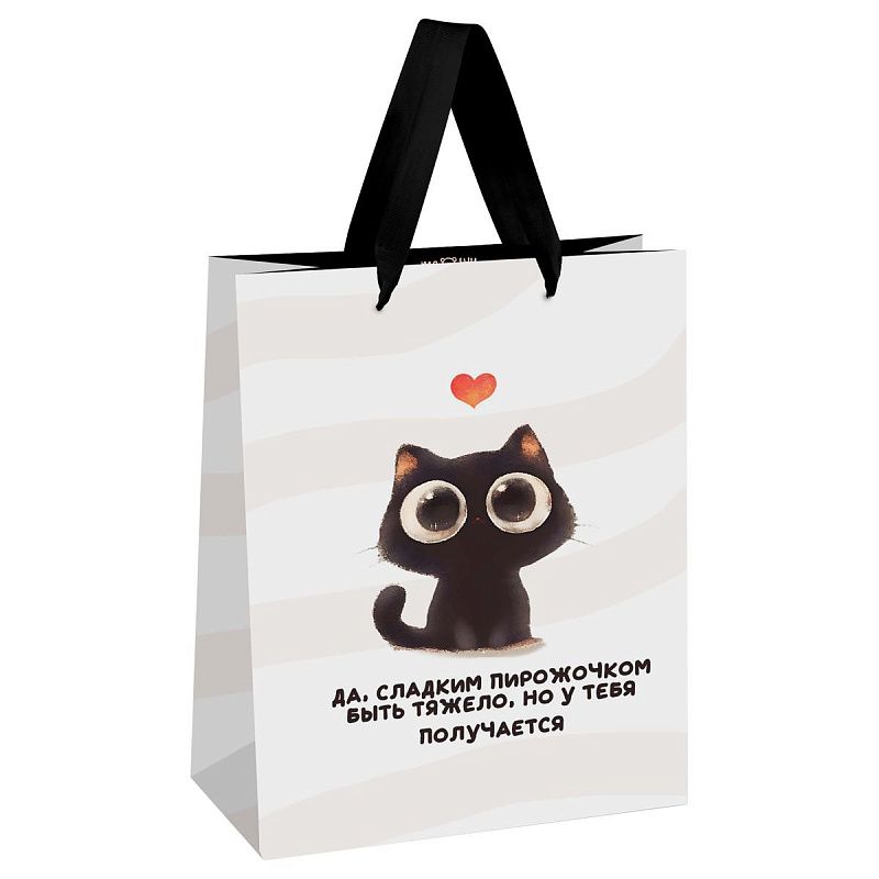 Пакет подарочный 18*23*10см MESHU "Sweet kitten", выборочный лак, матовая ламинация