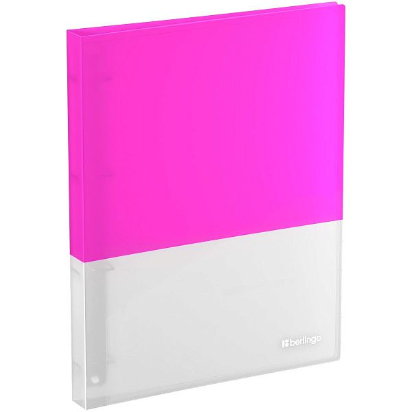 Папка на 4 кольцах Berlingo "Semicolor" А4, 24мм, 700мкм, D-кольца, с внутр. карманом, розовая, софт-тач