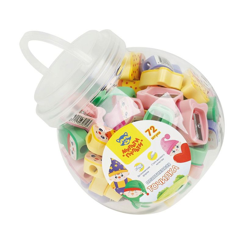 Точилка пластиковая Мульти-Пульти "Гномики" 1 отверстие, ассорти 