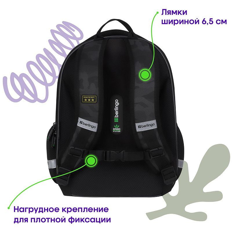 Ранец Berlingo Expert Mini "Explorer" 36*27*14см, 2 отделения, 2 кармана, анатомическая спинка 