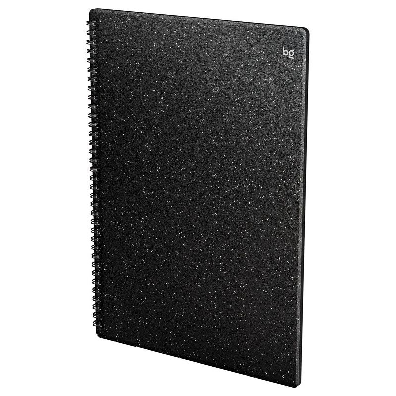 Тетрадь 80л., А4, клетка, на гребне BG "Glitter", пластиковая обложка, черный