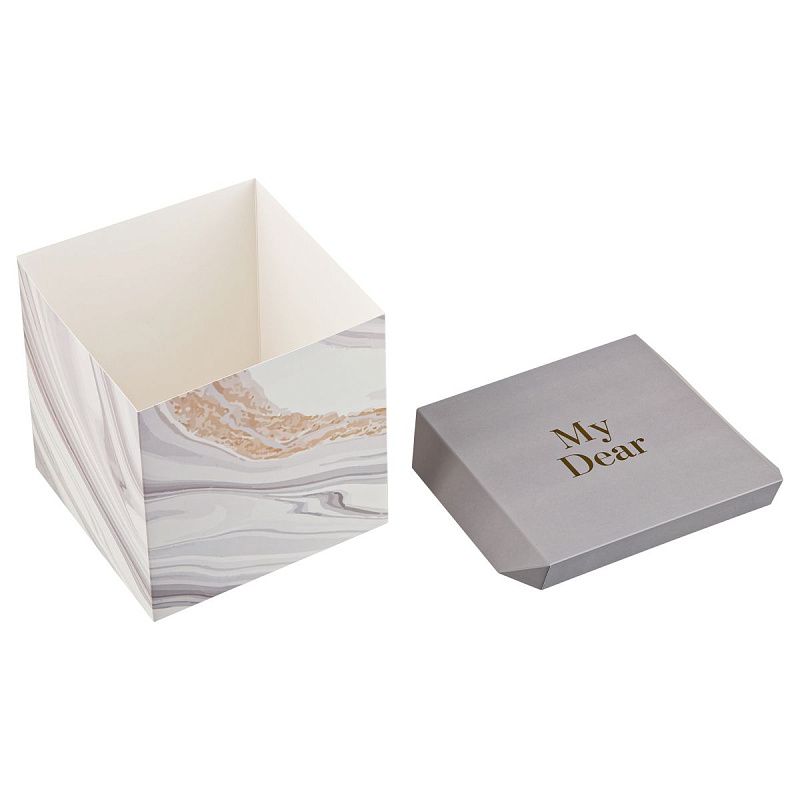 Коробка складная подарочная MESHU "Мрамор", (20*20*20см), отд фольгой