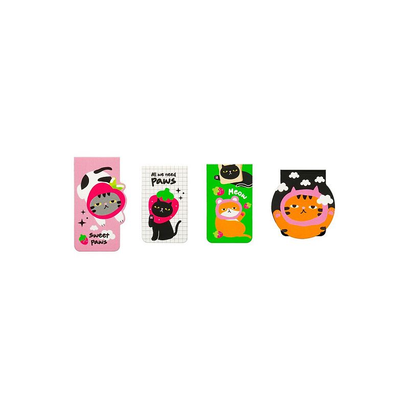 Закладки магнитные для книг, 4шт., MESHU "Sweet paws", матовая ламинация 