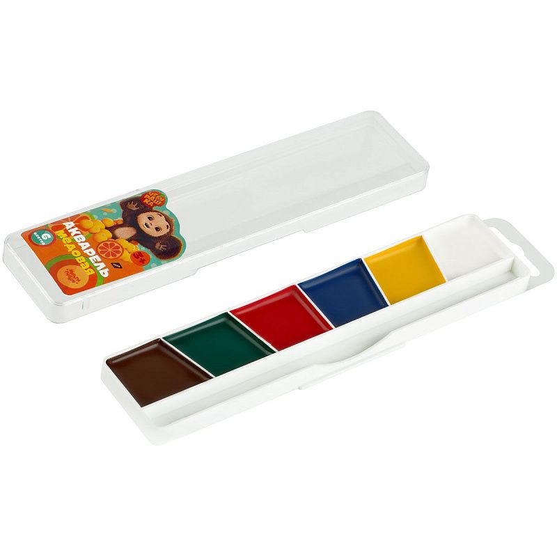 Акварель Мульти-Пульти "Чебурашка", медовая, 06 цветов, без кисти, пластик, европодвес