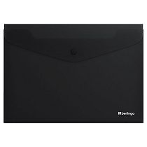 Папка-конверт на кнопке Berlingo "Soft Touch", А4, 200мкм, софт-тач, черная