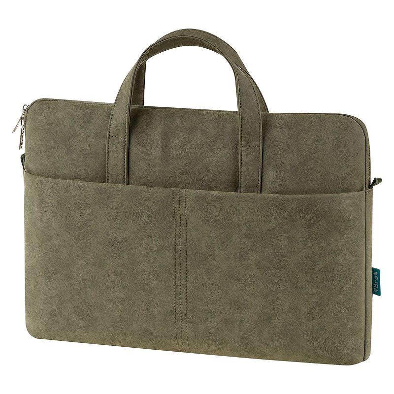 Сумка для ноутбука 15,6" Först "Suede Style", полиуретан, оливково-серый, мягкий подклад, внешнее отделение