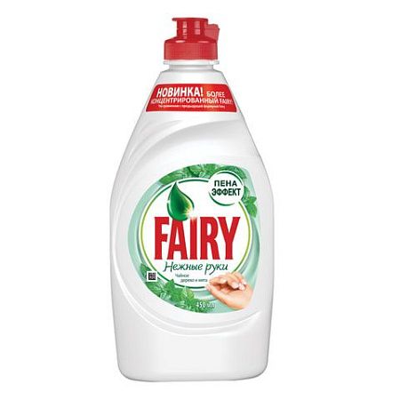 Средство для мытья посуды, 450 мл, FAIRY (Фейри) "Нежные руки", "Чайное дерево и мята" 