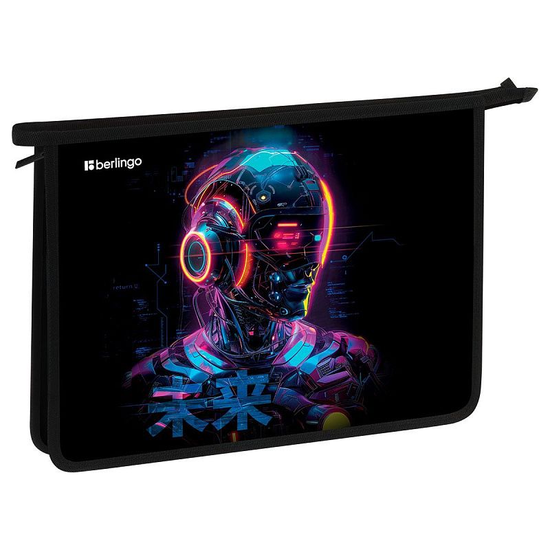 Папка для тетрадей 1 отделение, А4 Berlingo "Cyberpunk", 340*245*40 мм, пластик, на молнии