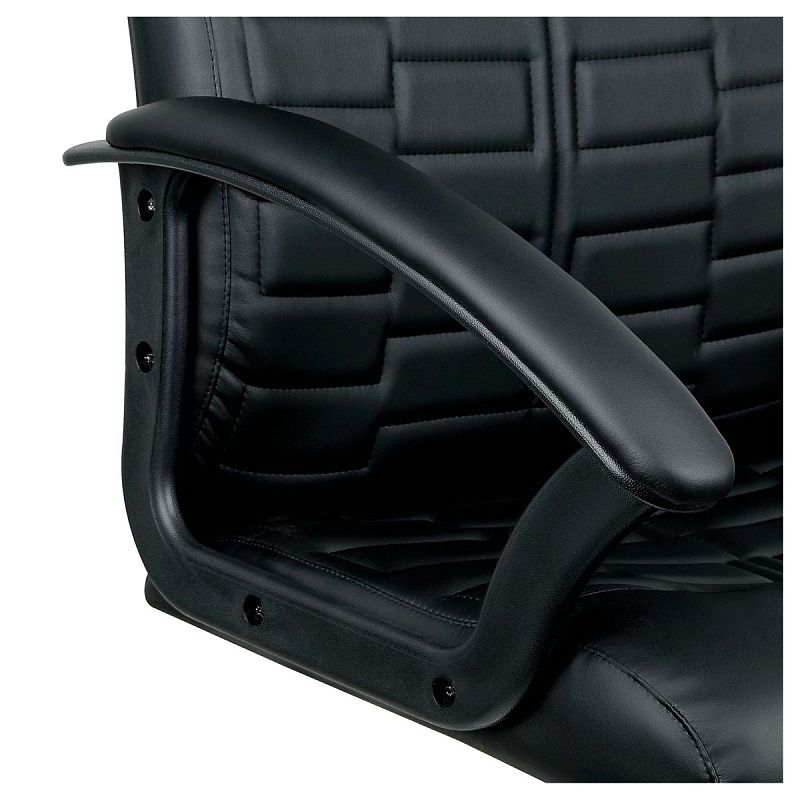 Кресло руководителя Helmi HL-E80 "Ornament" LTP, экокожа черная, мягкий подлокотник, пиастра, 344263