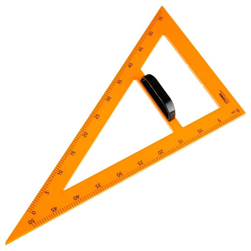Треугольник для школьной доски 30°, 50см СТАММ, пластиковый, желтый, с ручкой 