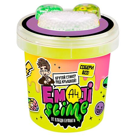 Слайм с добавками для замешивания Slime "Emoji. Влад А4", оранжевый/ зеленый/желтый, 110г, ассорти