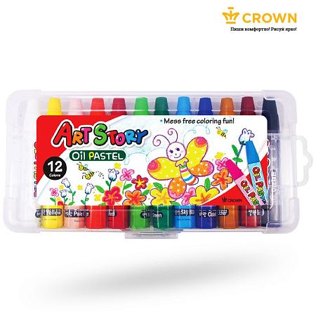 Пастель масляная Crown "ArtStory", 12 цветов, пласт. упаковка