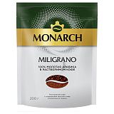 Кофе растворимый Monarch "Miligrano", сублимированный, с молотым, мягкая упаковка, 200г