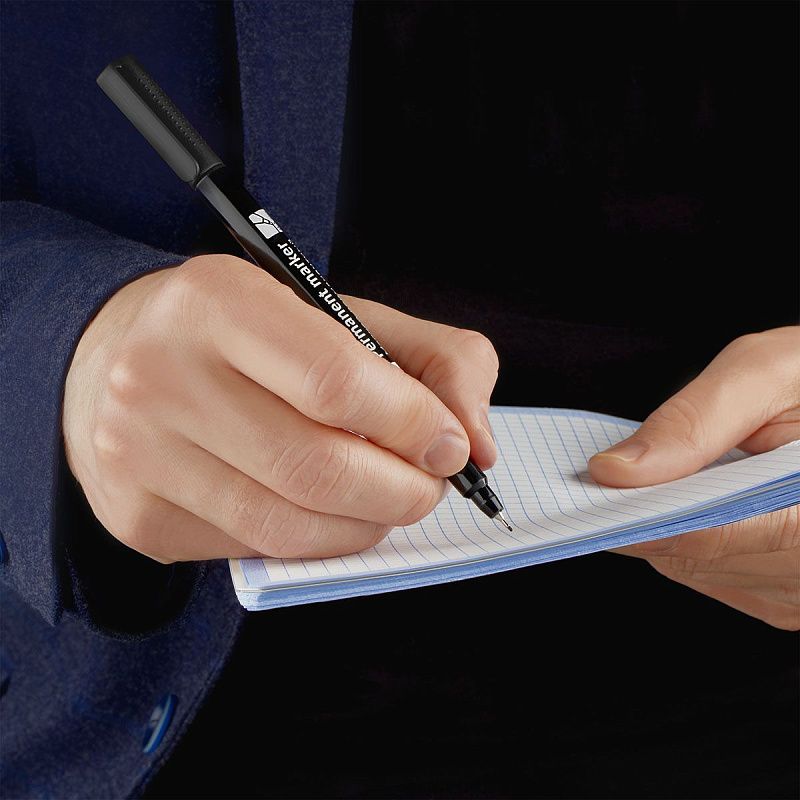 Маркер перманентный OfficeSpace черный, тонкий металл. наконечник, 0,5мм 