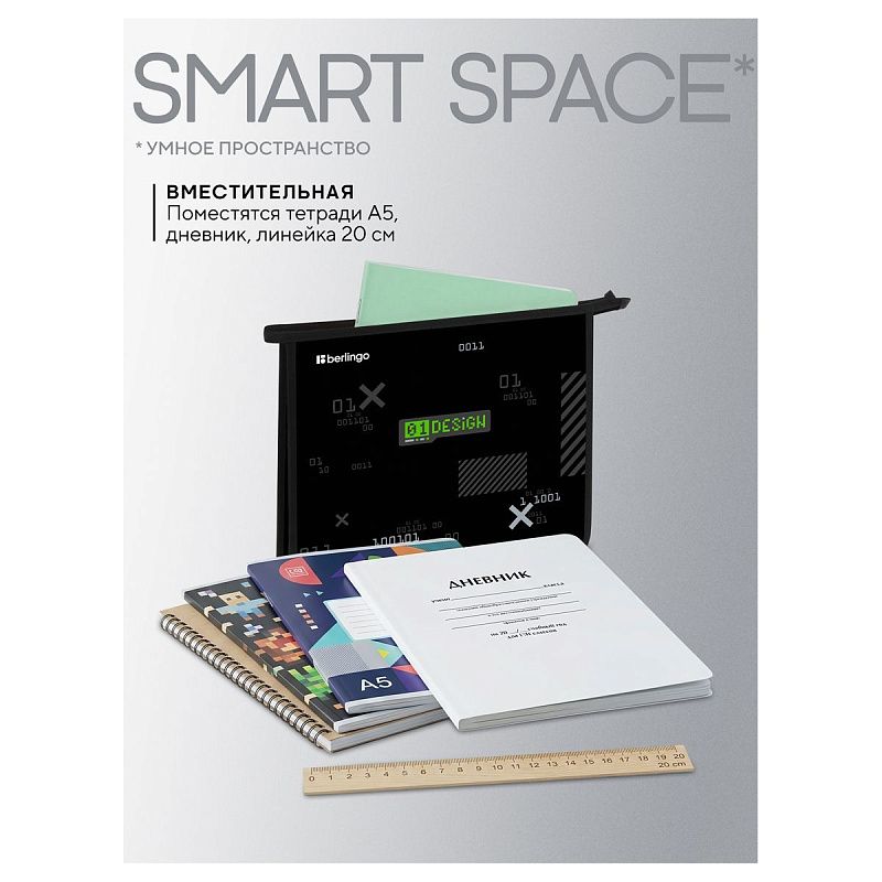 Папка для тетрадей 1 отделение, А5 Berlingo "01 Design", 240*205*40мм, пластик, на молнии 