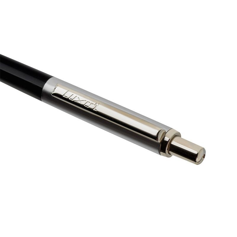 Ручка шариковая Luxor "Star" синяя, 0,7 мм, корпус черный/хром, кнопочный механизм, футляр 