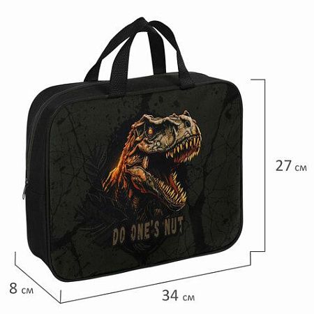 Папка на молнии с ручками BRAUBERG А4, 1 отделение, полиэстер, 80мм, Dino attack, 272179 