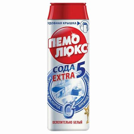 Чистящее средство 480 г, ПЕМОЛЮКС Сода-5 Экстра, "Ослепительно Белый", порошок, 2415956 