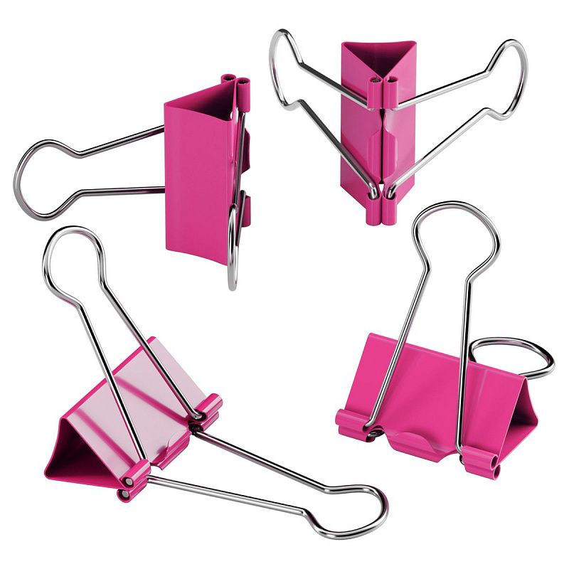 Зажимы для бумаг 19мм, Berlingo, 10шт., цветные, ПВХ упак., европодвес, розовые