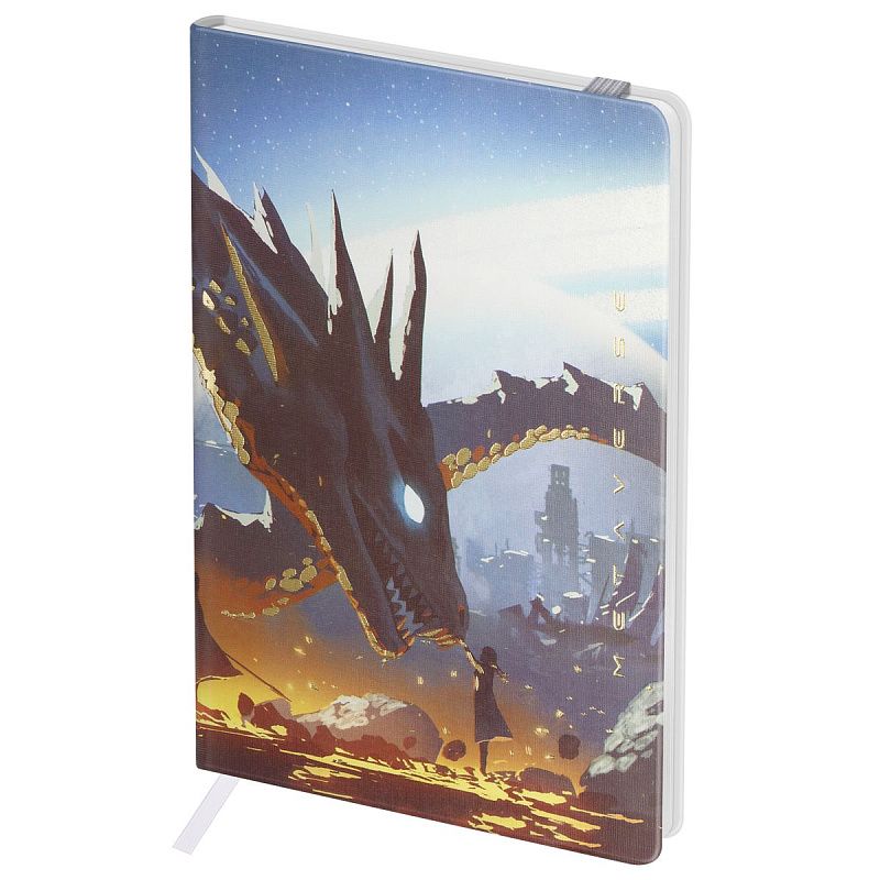 Записная книжка А6 80л. ЛАЙТ, кожзам, Greenwich Line "Touch the dragon", с резинкой, тиснение фольгой, блок в клетку
