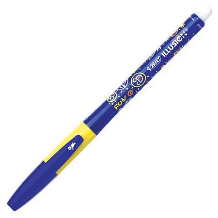 Ручка стираемая гелевая с грипом BIC "Gelocity Illusion", СИНЯЯ, корпус синий, линия 0,3 мм, 516518 