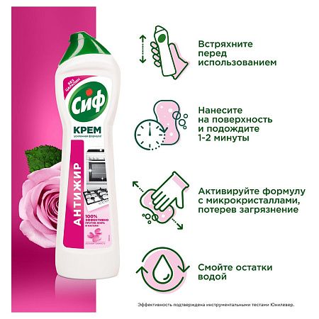 Средство чистящее Cif "Розовая свежесть", крем с частицами порошка, 500мл 